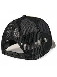 Straw Design Metallic Rooster Logo Trucker Mesh Adjustable Baseball Cap Tan Black Ck12ocxpcr1 Hats For Men Straw Design Baseball Cap