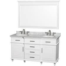 Complement your bath décor with our wide selection of vanities,. Wyndham Collection Berkeley 60 In Double Vanity In White With Marble Vanity Top In Carrara White Oval Sink And 56 In Mirror Wcv171760dwhcmunrm56 The Home Depot