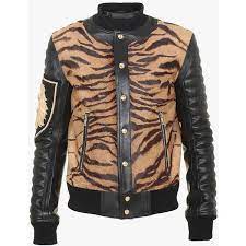 Balmain Tiger Ponyskin And Leather Bomber Jacket Leather Bomber Jacket Mens Leather Bomber Jacket Leather Flight Jacket