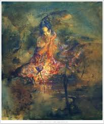 중국 화가의 그림 작품 37 그림 인물화 수채화