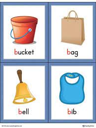 Instead, we will have a list of words. Free Letter B Words And Pictures Printable Cards Bucket Bag Bell Bib Color Alphabet Word Wall Cards Letter B B Words