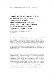 Jun 01, 2014 · to this end, the purpose of this paper is to provide a review of racial microaggressions research literature in psychology since 2007 in order to elucidate how a clear taxonomy (sue et al. Pdf Everybody Knows That Mass Media Are Are Not Pick One A Cause Of Eating Disorders A Critical Review Of Evidence For A Causal Link Between Media Negative Body Image And