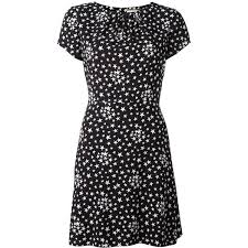 Saint Laurent Star Print Shift Dress 774 Liked On Polyvore Featuring Dresses Black Sta Printed Shift Dress Short Sleeve Shift Dress Womens Shift Dresses