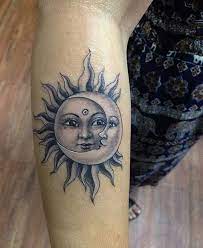 The Sun And The Moon Tattoo Together With Unique Combo Moon Tattoo Sun Tattoo Designs Simple Sun Tattoo