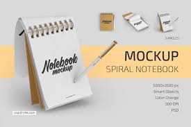 Download Spiral Notebook Mockup Set In Stationery Mockups On Yellow Images Creative Store PSD Mockup Templates