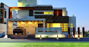 1 Kanal Modern Contemporary Design 3d Front Elevation Sukh Chayn Gardens Lahore Pakistan Sector B Plot 267 House Front Design House Front House
