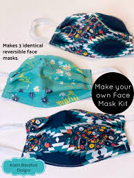 Face Mask Kit Set Of 3 Diy Make Your Own Facemask Coverings Etsy In 2020 Fabric Design Precuts Face Mask