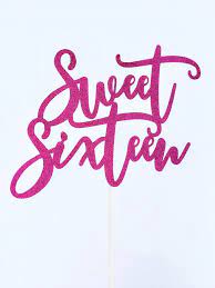 Sweet Sixteen Cake Topper 16th Birthday Decorations Sweet 16 Etsy Sweet Sixteen Cakes Sweet Sixteen 16th Birthday Decorations
