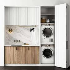 The Hidden Laundry Room Behind Folding Doors Der Versteckte Hauswirtschaftsraum Hinter Faltschiebeturen Badezimmer Wasche Waschkuchendesign Zimmergestaltung