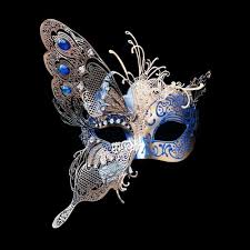 This mask ties in the back with two soft matching ribbons. Gold With Blue Accents Venetian Butterfly Mask Butterfly Mask Masks Masquerade Masquerade Half Mask