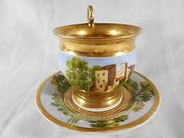 Tasse A Chocolat Decor Paysage Anime Tete Lion En Porcelaine De Paris Xix Eme Porcelaine De Paris Porcelaine Decoration