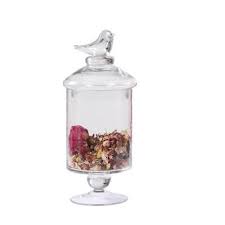Display and spice up your collection of kitchen storage containers and home decor accents with this set of 4 apothecary jars. 13 In H Medium Clear Glass Container With Bird Lid 0620110420 The Home Depot Glass Containers Apothecary Jars Home Decorators Collection