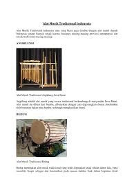 Alat musik pukul daerah ini berupa gendang yang bernama tifa. Alat Musik Tradisional Indonesia