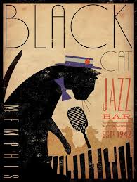 Black Cat Jazz Bar Memphis Stephen Fowler Art Deco Posters Black Cat Art Bar Artwork