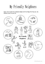 My Friendly Neighbors Worksheet Free Esl Printable Worksheets Made By Tea Community Helpers Worksheets Social Studies Worksheets Free Kindergarten Worksheets