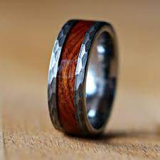 The Zeus Ironwood Wood Ring Hammered Men Ringhammered Etsy Rings For Men Wood Wedding Band Mens Wedding Bands