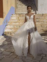 Cassandra Is A Gown With An Extra Skirt That Enables The Lian Rokman Bride A Wedding Day Tr Wedding Dresses Sheath Wedding Dress Lace Wedding Dress Accessories