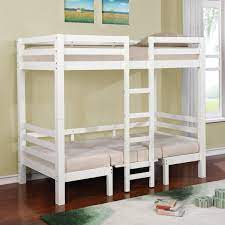 The following video demonstrates the functionality of the loft bunk bed as well as its safety features. Coaster Joaquin Convertible Loft Bed Twin Over Twin In White With Microfiber Uphostered Fabric In Beige Walmart Com Walmart Com