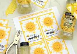 This box of sunshine gift idea is an easy and thoughtful way to let someone know you care. Sending You Sunshine Gift Tag Printable Sunshine Gift Gift Tags Printable Free Printable Gift Tags