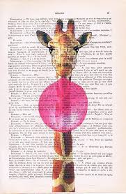 Giraffe Wth Bubblegum Imprimer Affiche Drole Affiche Etsy In 2020 Funny Posters Poster Prints Book Page Art
