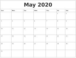 Free Blank May Calendar 2020 Printable Template In 2020 Print Calendar Free Printable Calendar Templates Blank Calendar Template