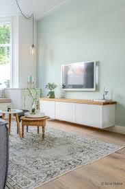 Two Tone Living Room Walls Pale Green Blue Wall Opposite White Wall With Smalllivingroomideas In 2020 Mint Living Rooms Living Room Colors Living Room White