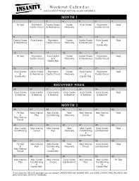Insanity Workout Calendar Pdf Insanity Workout Schedule