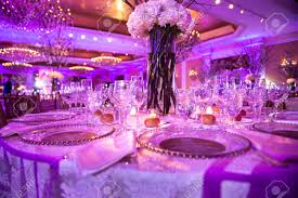 Some couples choose to have no table at all, but to leave a few seats empty at every table so they can mingle throughout the reception. Served Table For Dinner On The Wedding Party At Luxury Hotel Restaurant Stock Photo Picture And Royalty Free Image Image 72545387