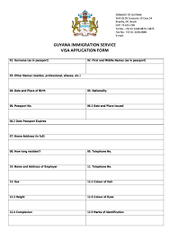 Application for a guyana passport. Guyana Immigration Service Visa Application Form Printable Pdf Download