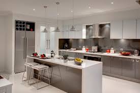 The Colour Scheme Is Exactly What I Love Grey And White Colour Combination Island Bench Glass Splas Modern Kitchen Kitchen Design Kitchen Dinning Room