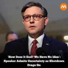 With the U.S. government shutdown entering its 16th day, House Speaker Mike  Johnson acknowledged he doesn't know how the impasse will end after the  Senate once again refused to pass a stopgap