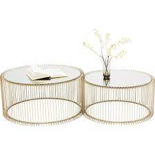 soffbord wire massing spegel set om 2 st runda bord table basse table basse ronde table basse en laiton