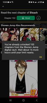 The Shonen Jump app doesnt let you read more than 100 chapters in a day,  even with a subscription : rassholedesign