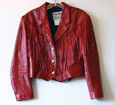 Red Fringe Leather Waist Jacket Made In Usa By Pioneer Wear Lined Western 10 Pioneerwear Waist Black Leather Fringe Jacket Fringe Leather Jacket Waist Jacket