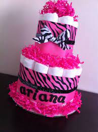 Hot Pink Zebra Diaper Cake Girl Baby Shower Pink And Black Zebra Baby Shower Centerpiece On Etsy 25 00 Baby Shower Fun Baby Shower Diaper Cake Baby Shower