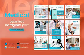 Medical Social Media Post Red Color Theme 377282 Instagram Design Bundles Social Media Post Instagram Design Instagram Grid Design