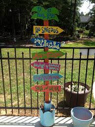 Swim at your own risk lifeguard on beer break funny metal warning sign, distressed rustic pool house decor, vintage novelty gift, 8x12. 15 Marvelous Pallet Pool Noodle Storage Inspirations Freshouz Com Pallet Pool Swimming Pool Signs Pool Storage
