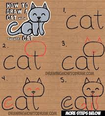 How To Draw A Cat From The Word Cat Easy Drawing Tutorial For Kids How To Draw Step By Step Drawing Tutorials Word Drawings Drawing Tutorials For Kids Drawing Tutorial Easy
