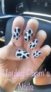 Black And White Cow Print Acrylic Nails Cow Nails Rodeo Nails Cow Nails Pretty Acrylic Nails