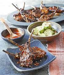 Korean Style Lamb Chops With Spicy Sesame Cucumber Salad Recipe Lamb Chop Recipes Easy Lamb Recipes Lamb Recipes