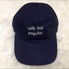Brandy Melville Cute But Psycho Cap Embroidered Baseball Caps Light Pink Hat Cap