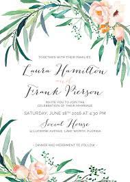 Printable Wedding Invitation Set Greenery Wedding Etsy Wedding Invitation Design Watercolor Invitations Modern Wedding Invitations