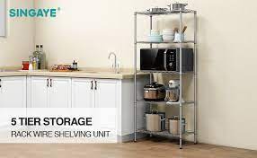D) are exclusive to the home depot. Amazon Com Singaye 5 Tier Storage Rack Wire Shelving Unit Storage Shelves Metal For Pantry Closet Kitchen Laundry 660lbs Capacity 23 6 L X 14 W X 59 1 H Silver Home Kitchen