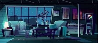 Vector Cartoon Living Room At Night Cartoon Illustration Night Illustration Architecture Background