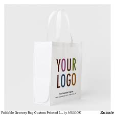 Foldable Grocery Bag Custom Printed Logo Polyester Zazzle Com In 2020 Custom Bags Custom Shopping Bags Grocery Bag