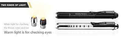 Amazon Com Pen Light Risemart Nurse Led Medical Penlight With Pupil Gauge For Nursing Students Doctors Black And Silver With Batteries Industrial Scientific