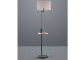 Design Stehlampe Schwarz Mit Stoffschirm Schwenkbar Ablagetisch