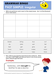 English Grammar Bingo Past Simple Irregular 1 2 Http Www Allthingsgrammar Com Past Simple Html Actividades De Ingles Ingles Palabras Palabras