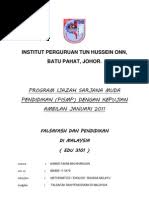15 minit ke maktab perguruan tun hussein onn, batu pahat (iptho). Asgmnt Falsafah Dan Pendidikan Di Malaysia