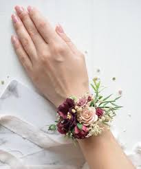 Burgundy Flower Wrist Corsage Floral Wrist Corsage Etsy Prom Flowers Corsage Wrist Corsage Wedding Bridal Corsage